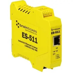 Brainboxes ES-511 Industrial Ethernet to Serial Converter - 1 Port RS232/422/485 with DIN Rail Mount
