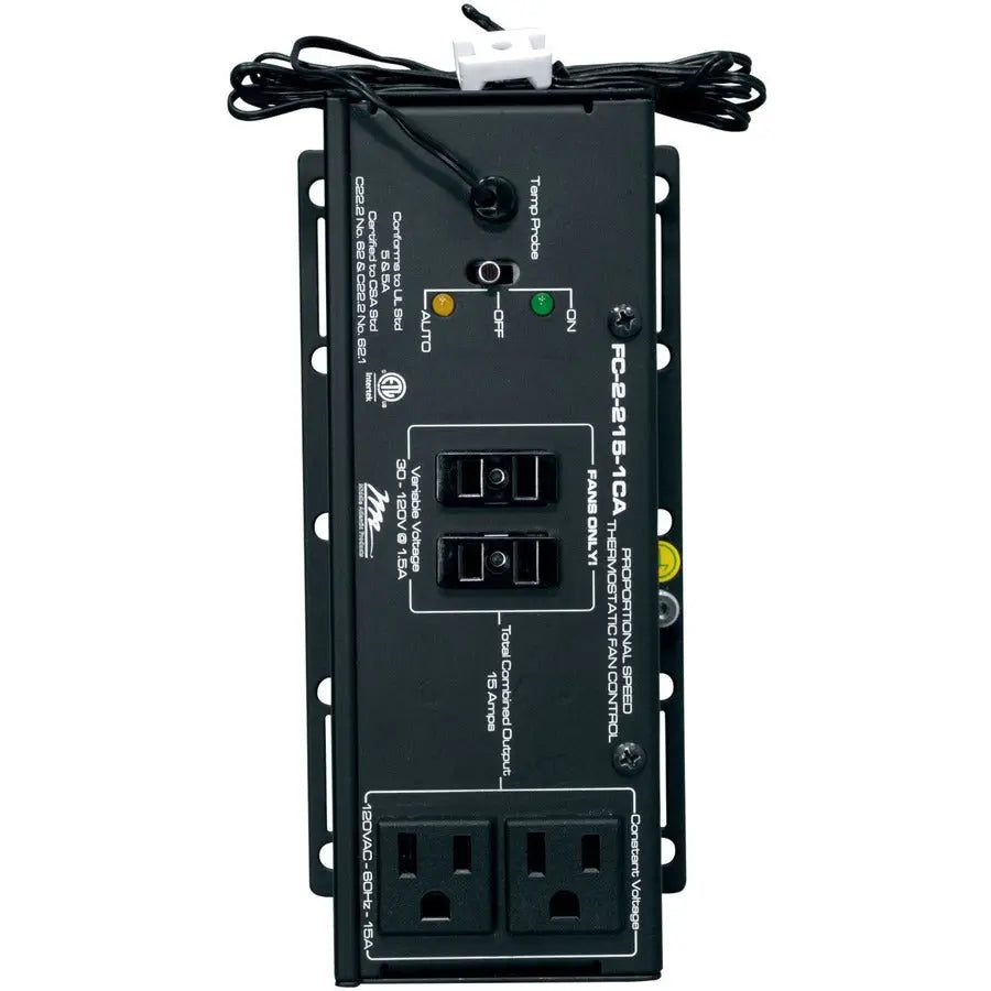 Middle Atlantic FC-2-215-1CA Stand Alone Thermostatic Fan Controller with 2 Fans - Rack-Mountable Flat Surface Design