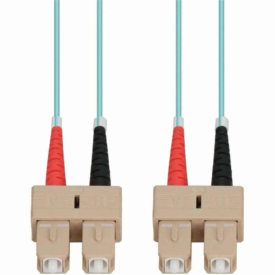 AddOn 1m SC to SC Aqua OM4 Duplex Fiber Patch Cable - Riser-Rated, High-Speed Network Connectivity