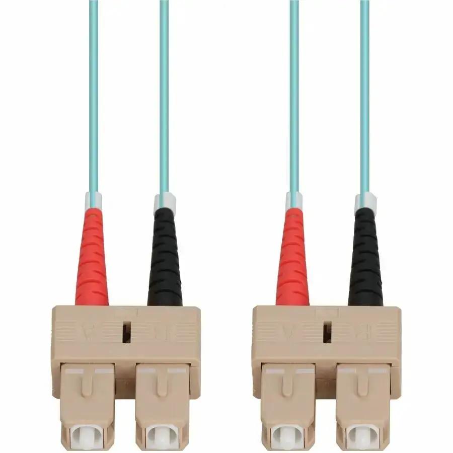 AddOn 2m SC to SC Aqua OM4 Duplex Fiber Patch Cable - Riser Rated, OFNR, High-Speed Data Transmission by AddOn