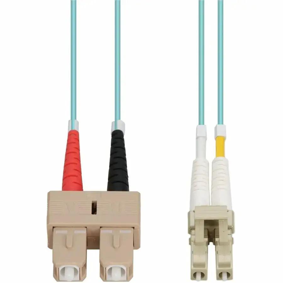 AddOn 2m LC to SC Aqua OM4 Duplex Fiber Optic Patch Cable – Riser-Rated, Indoor Use by AddOn