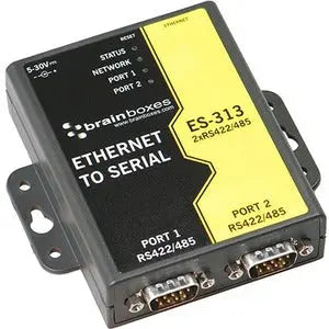 Brainboxes ES-313 2 Port RS422/485 Ethernet to Serial Adapter for Industrial Networking