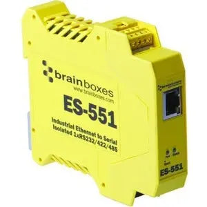 Brainboxes ES-551 Industrial Ethernet to Serial Converter with RS232/422/485 Support and DIN Rail Mount