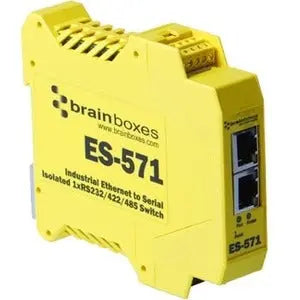 Brainboxes ES-571 Industrial Ethernet to Serial Device Server with 1 RS-232/422/485 Port and Ethernet Switch