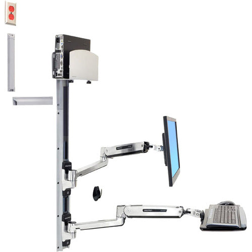 Ergotron LX Sit-Stand Wall Mount System with CPU Holder and Track - Supports 42-Inch Displays