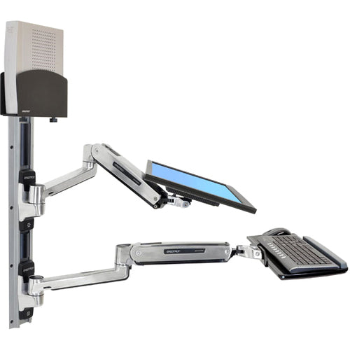 Ergotron LX Sit-Stand Wall Mount System with CPU Holder - Black