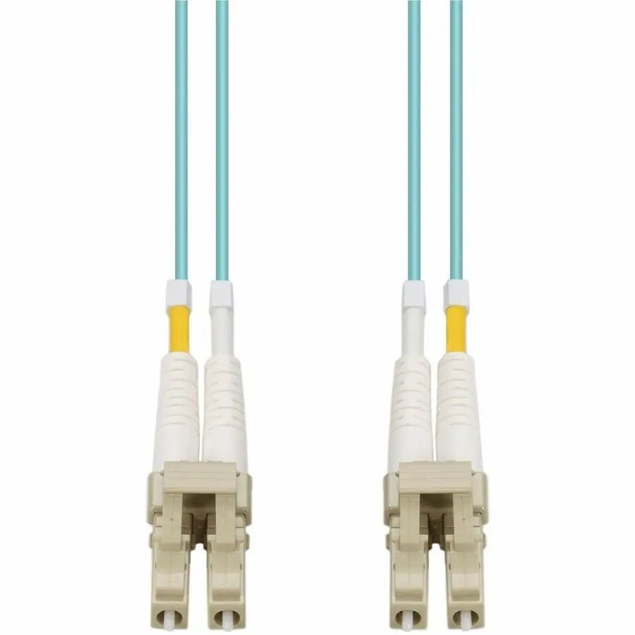 AddOn 50m LC to LC Aqua OM4 Duplex OFNR Riser-Rated Fiber Patch Cable by AddOn