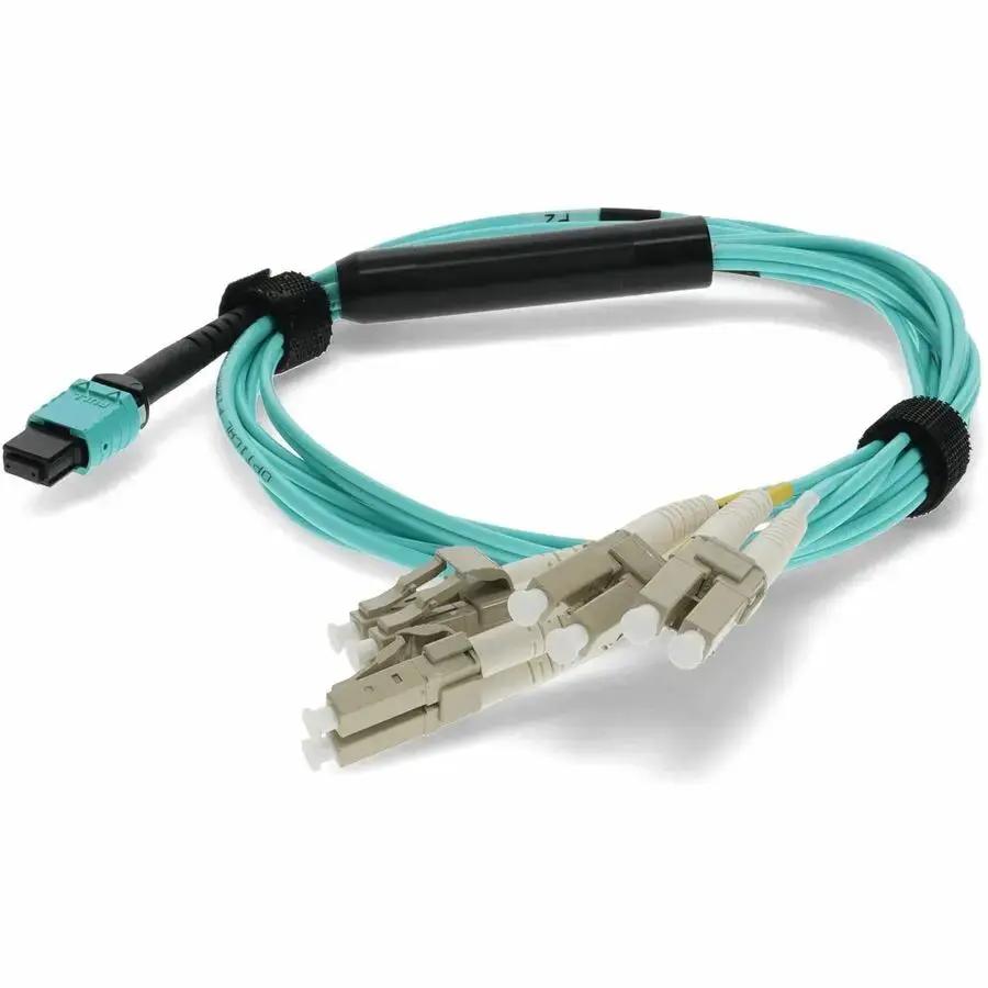 AddOn 2m MPO Female to 8xLC Male Fiber Fanout Cable OM3 Aqua by AddOn