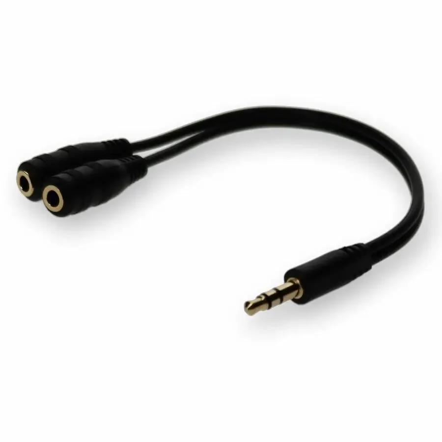AddOn 3.5mm Audio Input Male to Dual 3.5mm Audio Output Female Splitter Adapter – Black by AddOn