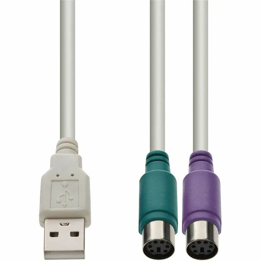 AddOn 8-inch USB A 2.0 (Male) to PS/2 (Female) White Adapter for Keyboard and Mouse Connectivity