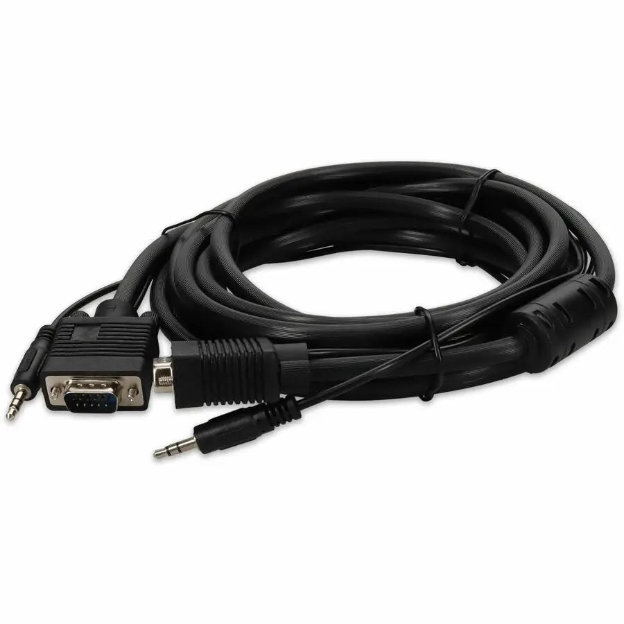 AddOn 15ft VGA Male to Male Black A/V Cable with 3.5mm Audio - Supports Up to 1920x1200 (WUXGA)