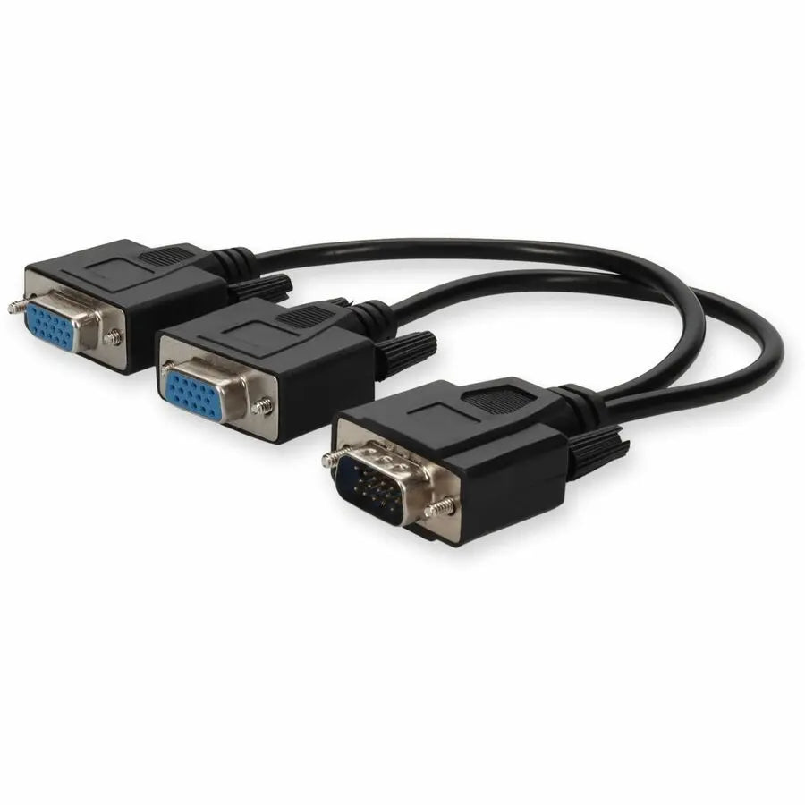 AddOn VGA Male to 2xVGA Female Splitter Cable - Black, 8 Inch, Supports Up to 1920x1200 (WUXGA)