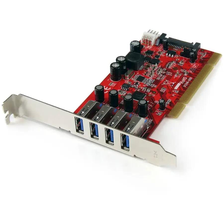 StarTech.com PCIUSB3S4 4-Port PCI to USB 3.2 Gen 1 Expansion Card with SATA Power for Legacy Systems by StarTech.com