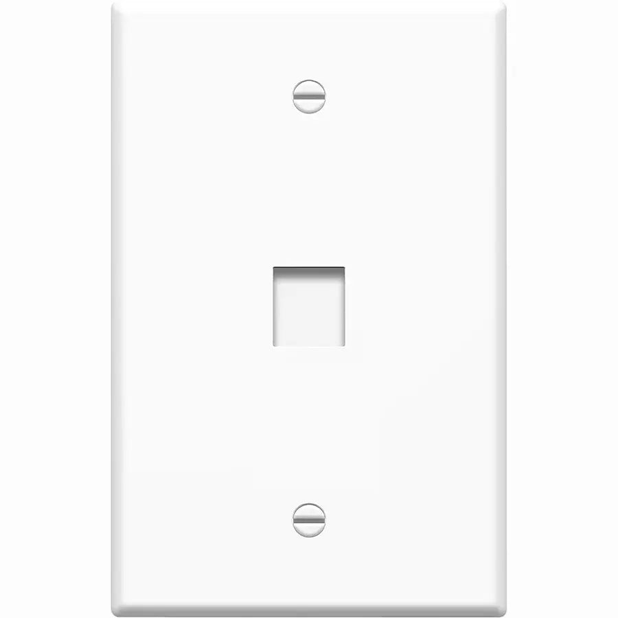 4XEM 1 Port RJ45 Cat5/Cat6 Ethernet Wall Plate - White, Model 4XFP01KYWH