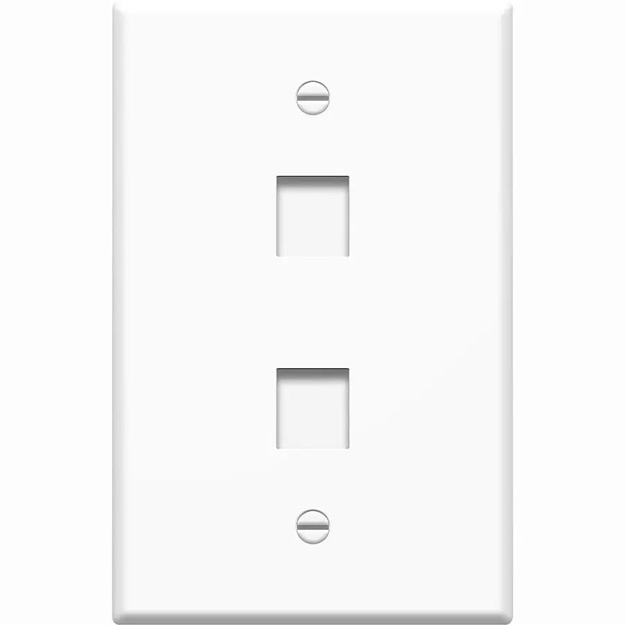 4XEM 2 Port/Outlet RJ45 Cat5/Cat6 Ethernet Wall Plate in White - Durable Public Sector Network Solution