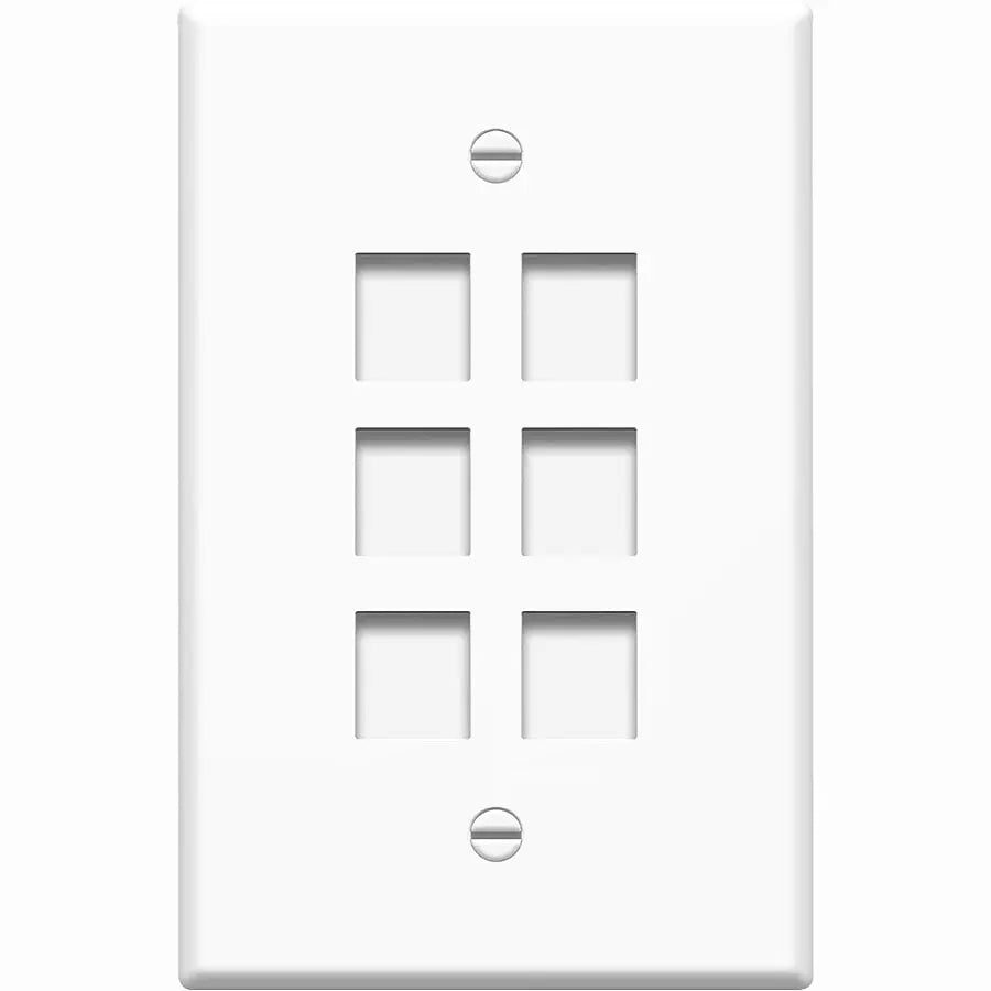 4XEM 6 Port RJ45 Cat5/Cat6 Ethernet Wall Plate (White) - Durable Public Sector Network Solution