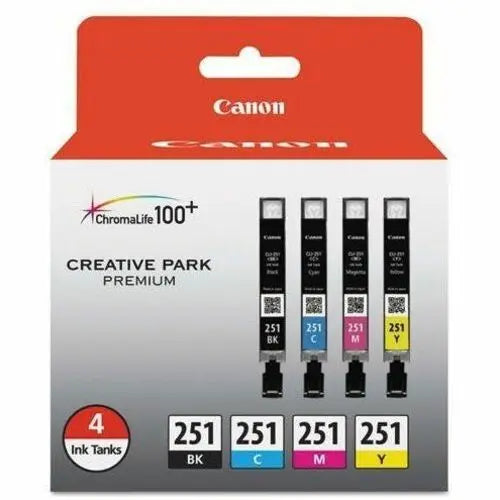 Canon CLI-251 BK/CMY Standard Yield Inkjet Ink Cartridge - Value Pack for Canon PIXMA Printers