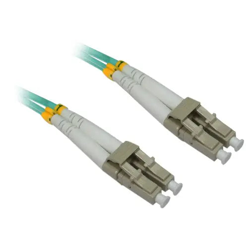 4XEM 3M AQUA Multimode LC to LC Duplex Fiber Optic Patch Cable – 10 Gbps Performance