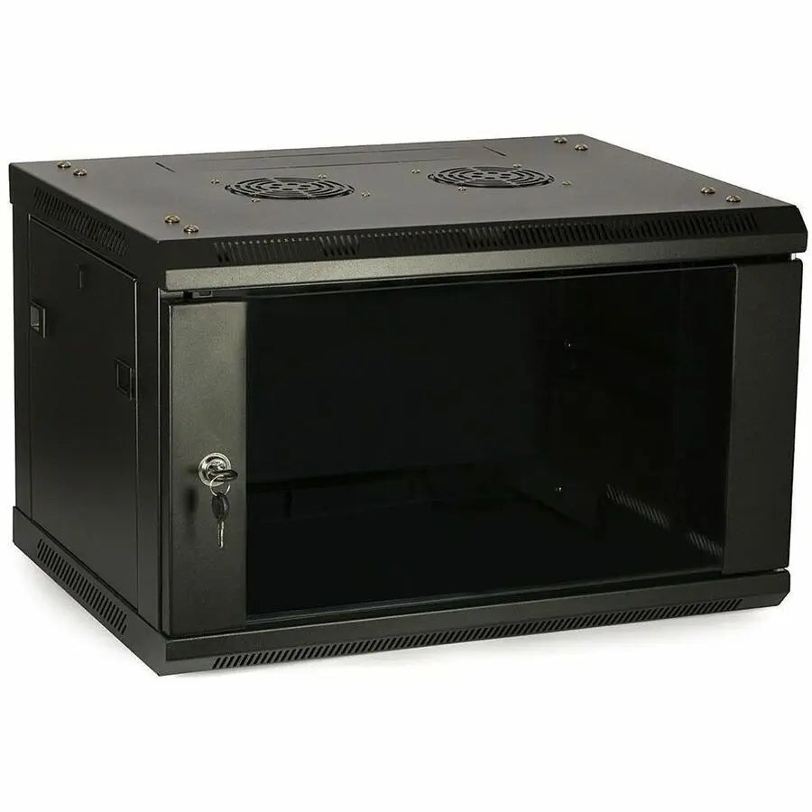 4XEM 6U Wall Mount Server Rack Cabinet with Tempered Glass Door and Locking Front Panel