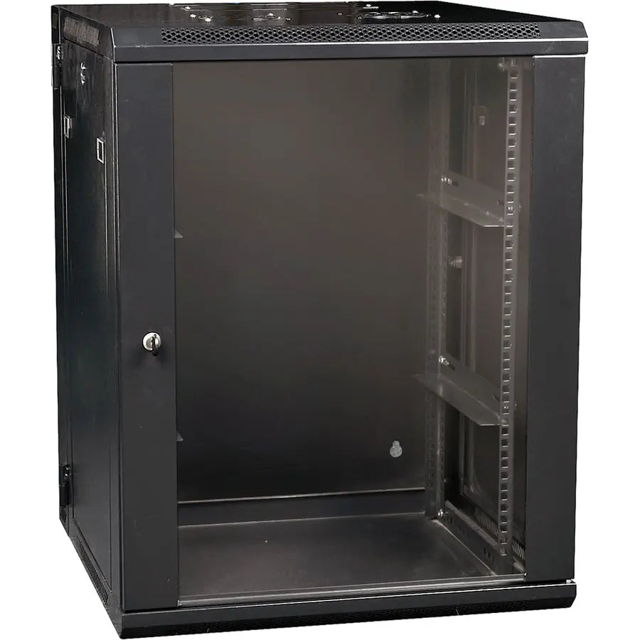 4XEM 15U Wall Mounted Server Rack/Cabinet with Tempered Glass Door and Cable Management