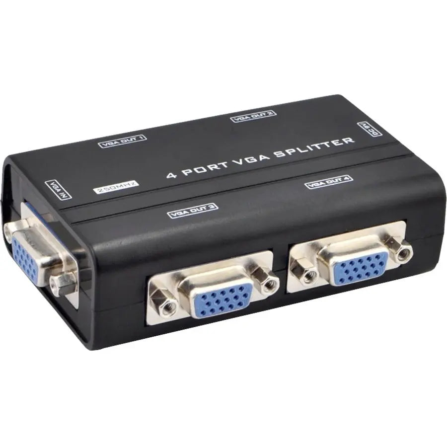 4XEM Corporation 4-Port VGA Splitter 250 MHz - Dual Display Signal Distribution