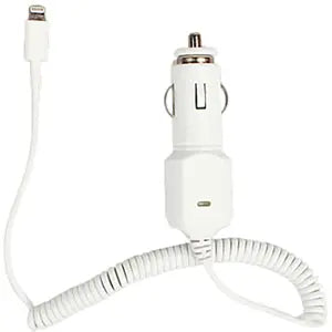 4XEM Lightning Car Charger with USB-A Port – Compatible with iPhone, iPad, iPod – 5W Fast Charging – White