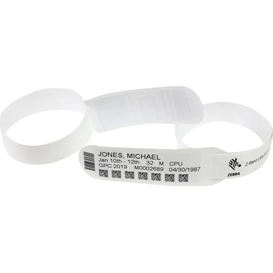 Zebra Z-Band UltraSoft Wristband Cartridge Kit (White) – Durable, Latex-Free, for Zebra HC100 Printer