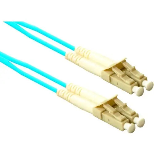 ENET 12M LC/LC Duplex Aqua Fiber Optic Patch Cable – 10Gb OM3 or Better, 12 Meters