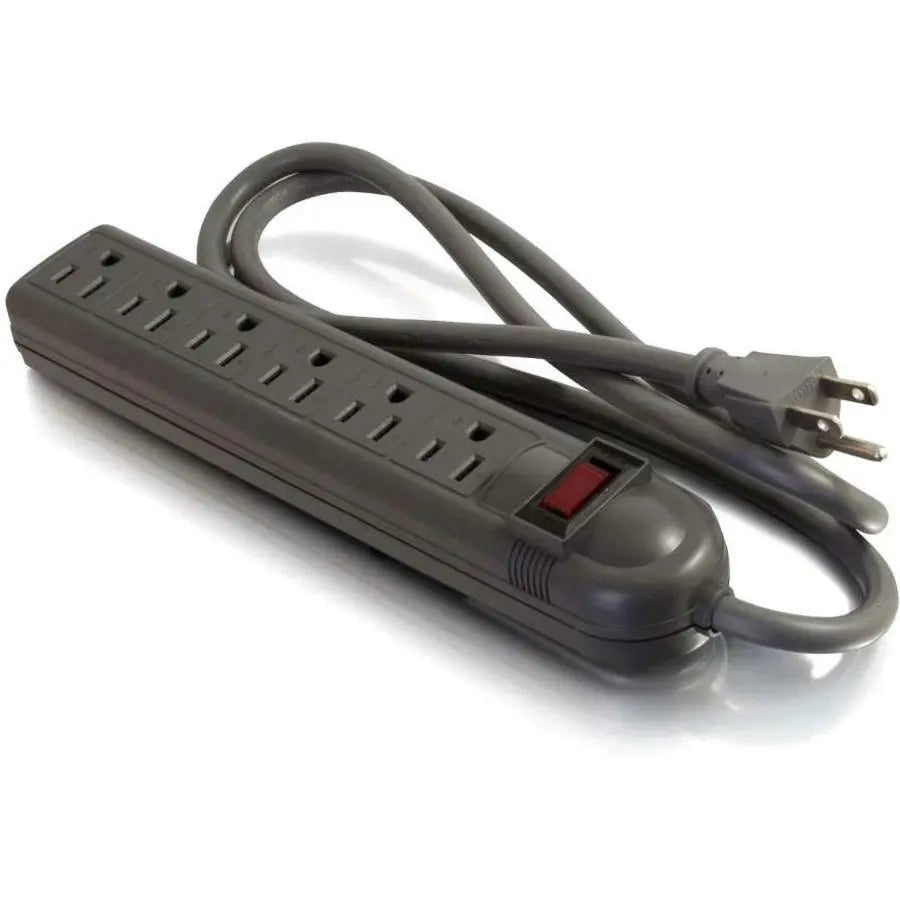 C2G 6-Outlet Power Strip with Surge Suppressor – 540 Joules, Wall Mountable, Gray