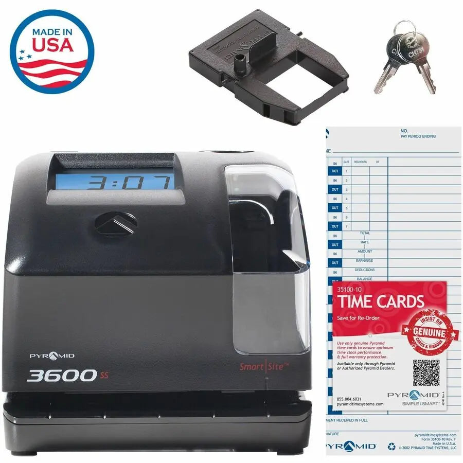 Pyramid Time Systems 3600SS Time Clock and Document Stamp – Precise Employee Time Tracking and Document Stamping