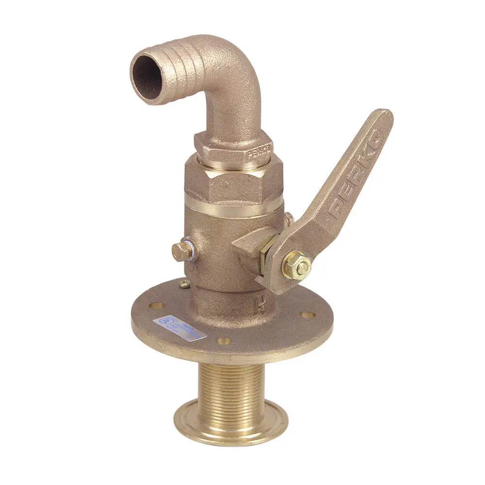 Perko 1-1/2 inch Seacock with Curved Tail Piece and Bronze Construction