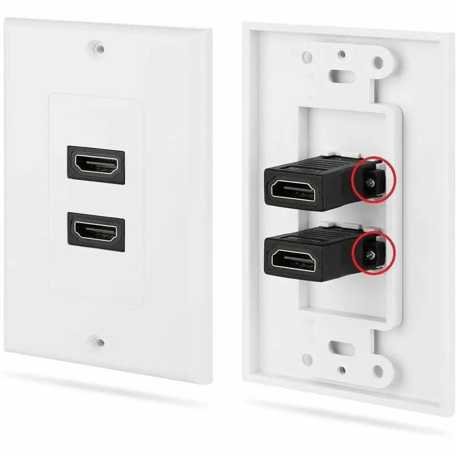 4XEM Corporation 4XWALLHDMI2 2 Port Female High Speed HDMI Wall Plate - White