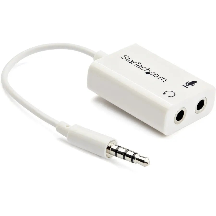 StarTech.com MUYHSMFFADW 3.5mm 4-Position to Dual 3-Pin Headset and Microphone Adapter - White