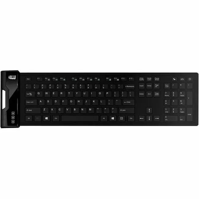 Adesso SlimTouch 232 Antimicrobial Waterproof Flex Keyboard - Full Size, Portable Computer Keyboard