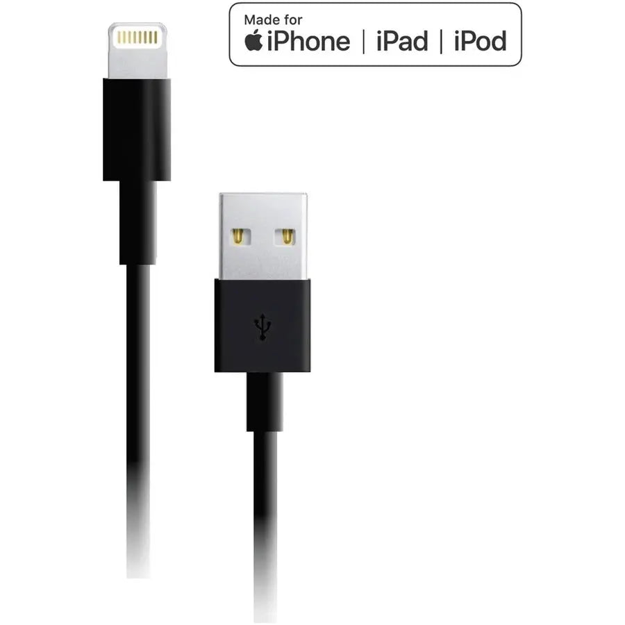 4XEM 6ft (2m) Black Lightning Cable for Apple iPhone, iPad, and iPod - MFI Certified