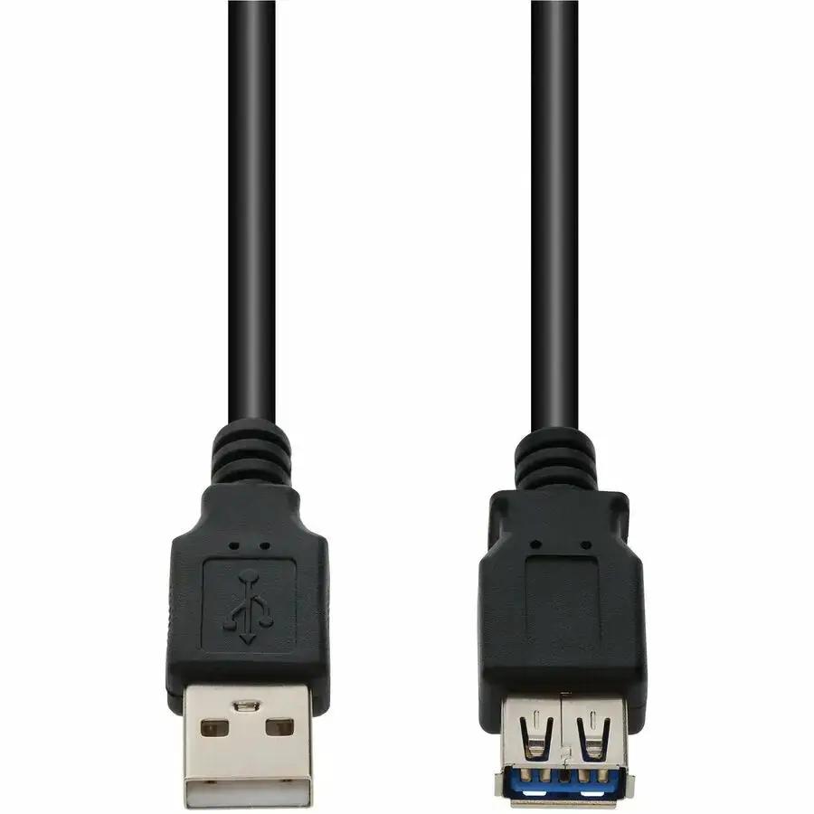 AddOn 6-inch USB A 2.0 Male to Female Extension Cable - Black, 480Mbps Data Transfer by AddOn