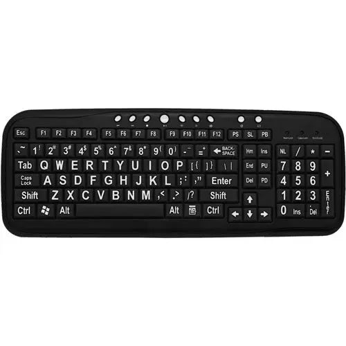 DataCal Ezsee Low Vision Keyboard with Large White Print and Black Keys