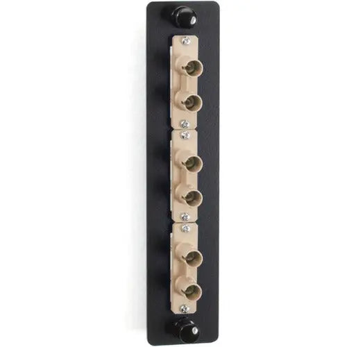 Black Box JPM450B Low-Density Multimode Fiber Adapter Panel with Ceramic Sleeves, (3) ST Duplex Connectors, Beige