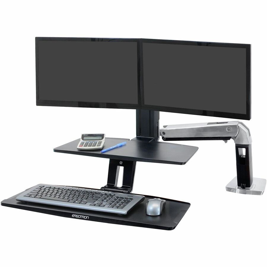Ergotron WorkFit-A Dual Workstation Desk Mount with Suspended Keyboard for Healthcare