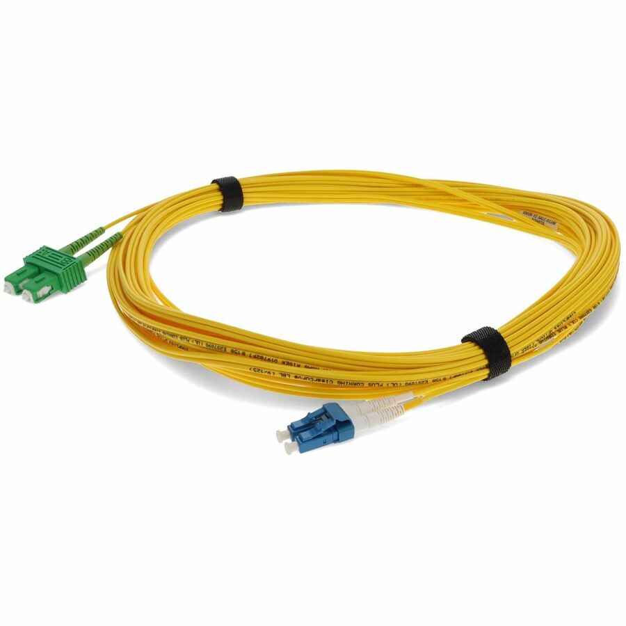 AddOn 15M OS2 Duplex Fiber Optic Patch Cable with SC Male to LC Male Connectors