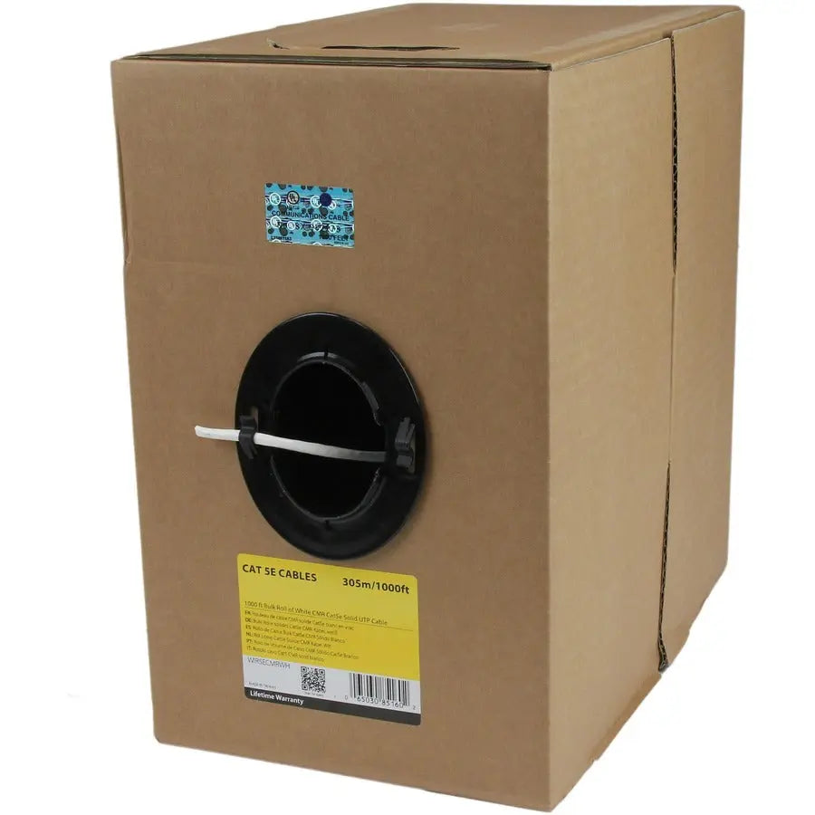 StarTech.com 1000 ft White Cat5e Riser Ethernet Cable Part WIR5ECMRWH for In-Wall Networking