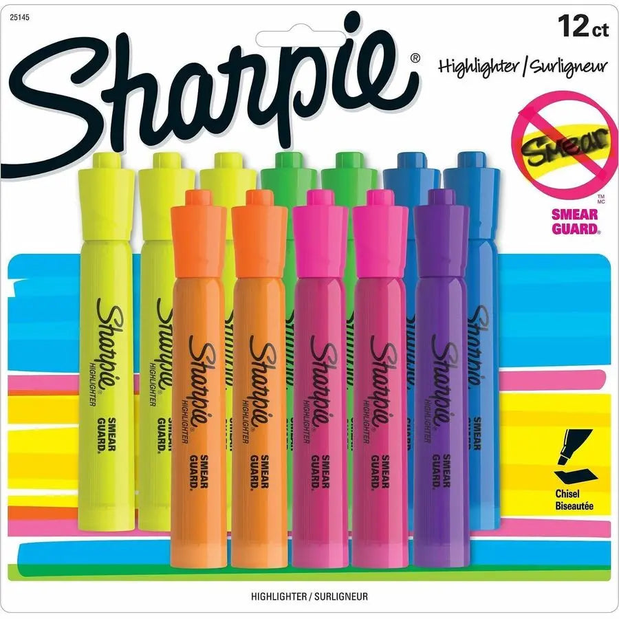 Sharpie Accent Highlighter - Tank, 12-Color Set with Chisel Tip for Precise Highlighting