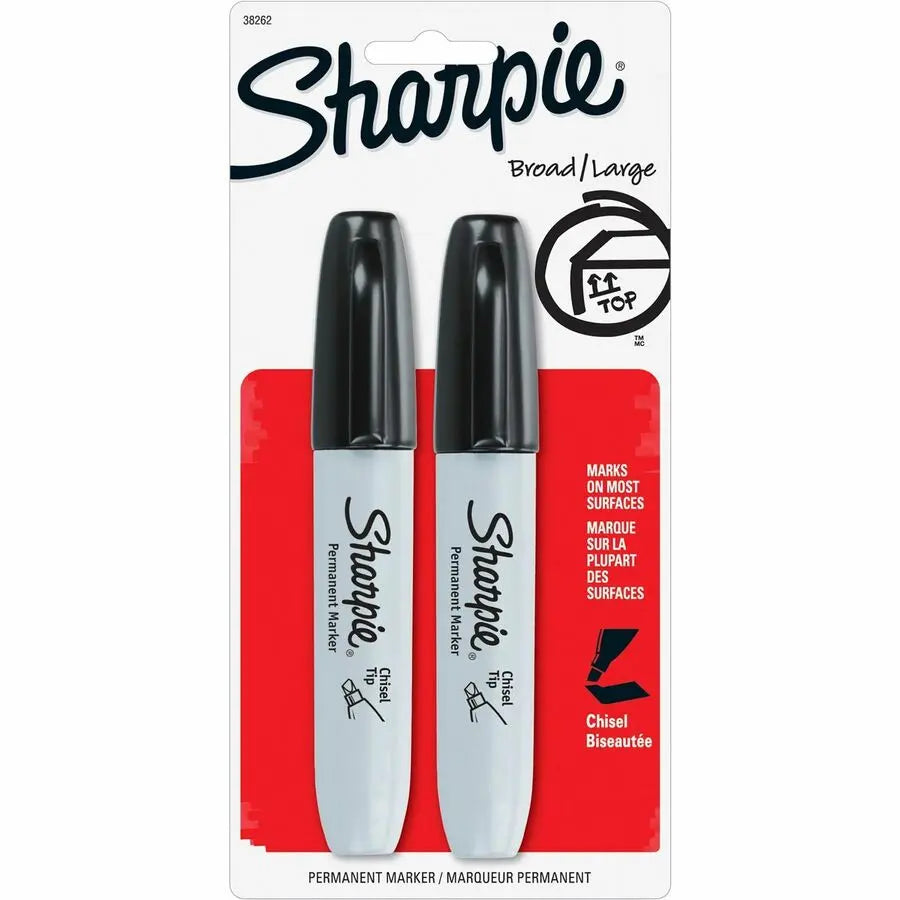 Sharpie Chisel Tip Permanent Marker – Vibrant Ink for Multiple Surfaces – 2 Pack