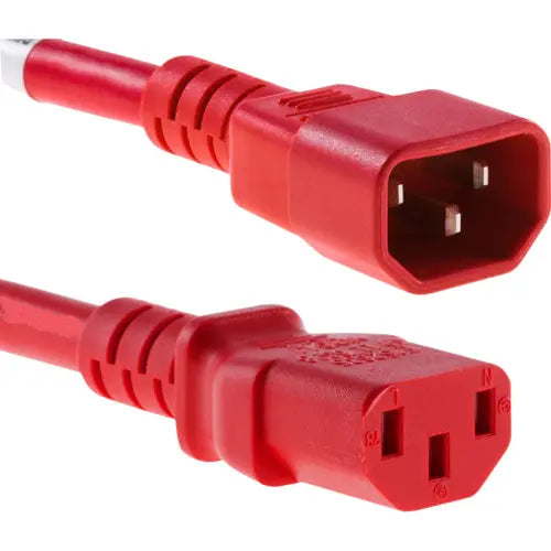 Unirise Standard Power Cord PWRC13C1403FRED - 3 ft Red IEC C13 to C14 Data Center Power Cable