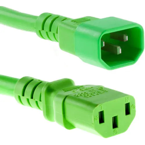 Unirise 5ft Power Cord C13-C14 Green - 250V, 18 Gauge, UL Certified