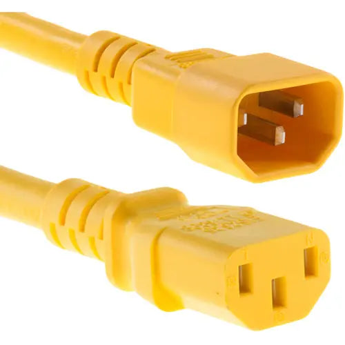 Unirise 7ft Power Cord C13-C14 Yellow – Reliable 250V Data Center and Lab Power Cable
