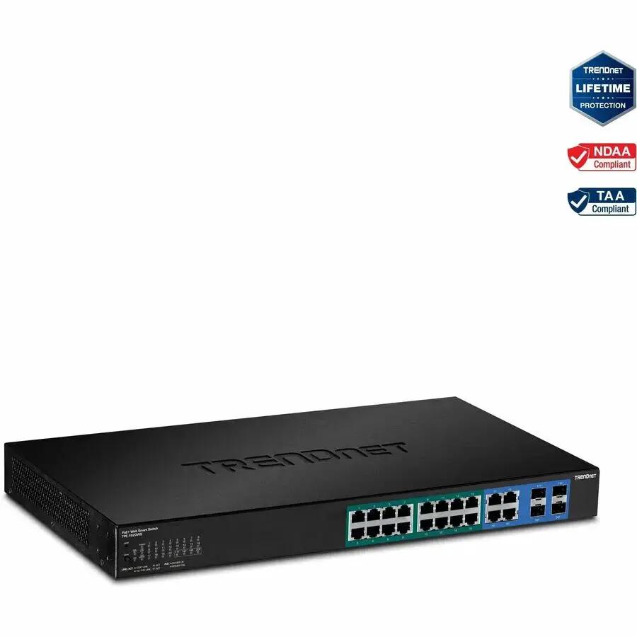 TRENDnet TPE-1620WS 16-Port Gigabit Web Smart PoE+ Switch with 30W Per Port and Rack Mount Design by TRENDnet