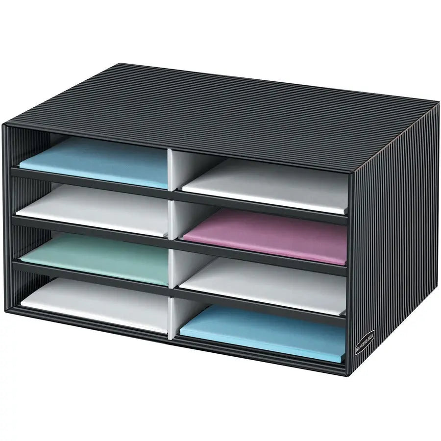 FELLOWES Pinstripe Literature File Sorter – Gray desktop organizer for light workflow management