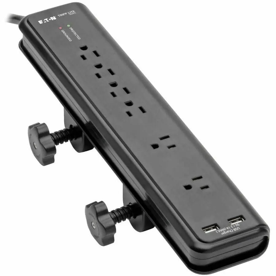 Eaton Tripp Lite Series Protect It! 6-Outlet Clamp-Mount Surge Protector, 6 ft. (1.83 m) Cord, 2100 Joules, 2 x USB Charging ports (2.1A total)
