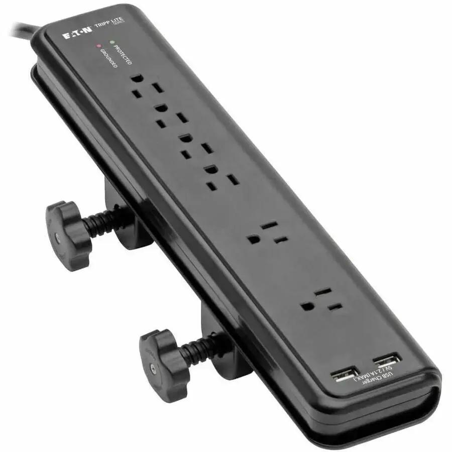Tripp Lite Protect It! TLP606DMUSB 6-Outlet Surge Protector with USB Charging and Clamp Mount by Eaton Corporation